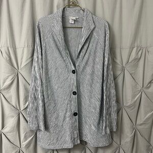 ⁠Vintage Mill Valley USA Linen Blend Stripe Swing Sail Shirt Cardigan Jacket XL⁠